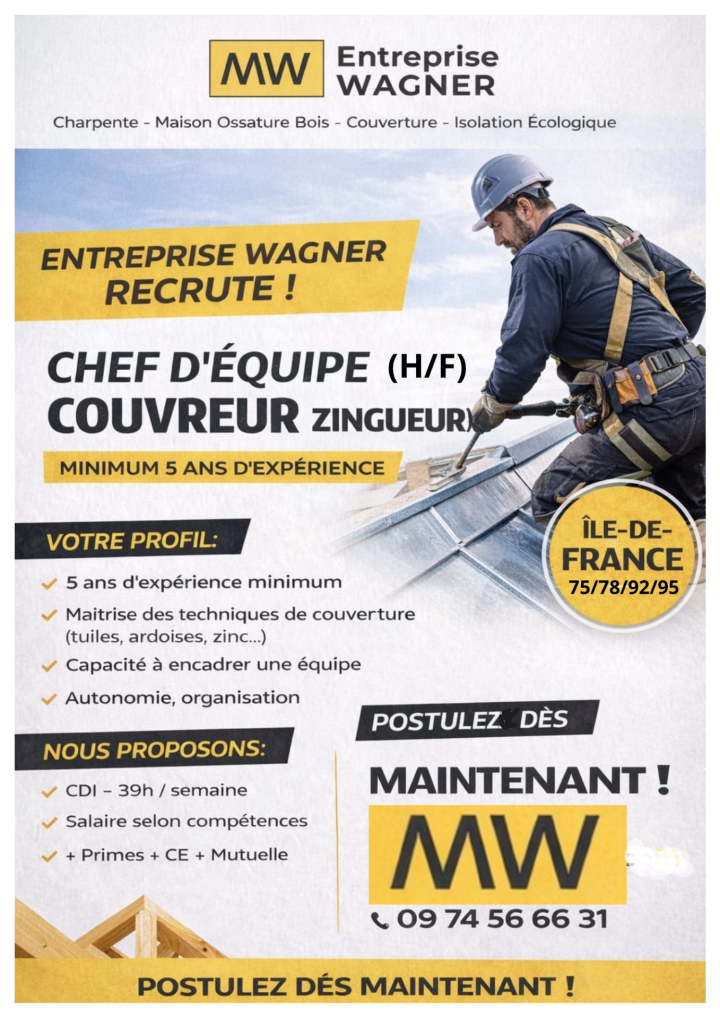 Poste couvreur zingueur